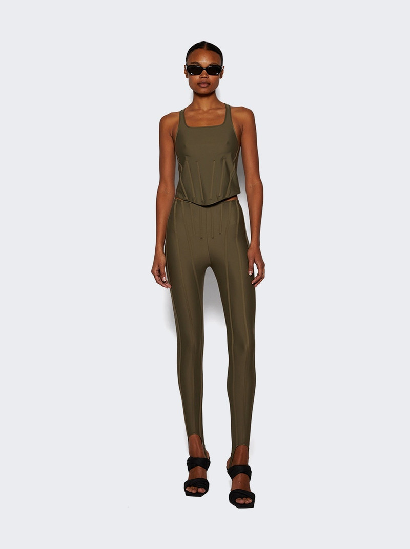 MUGLER Corset Leggings Khaki outlook