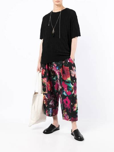 Yohji Yamamoto patchwork floral-print cropped trousers outlook