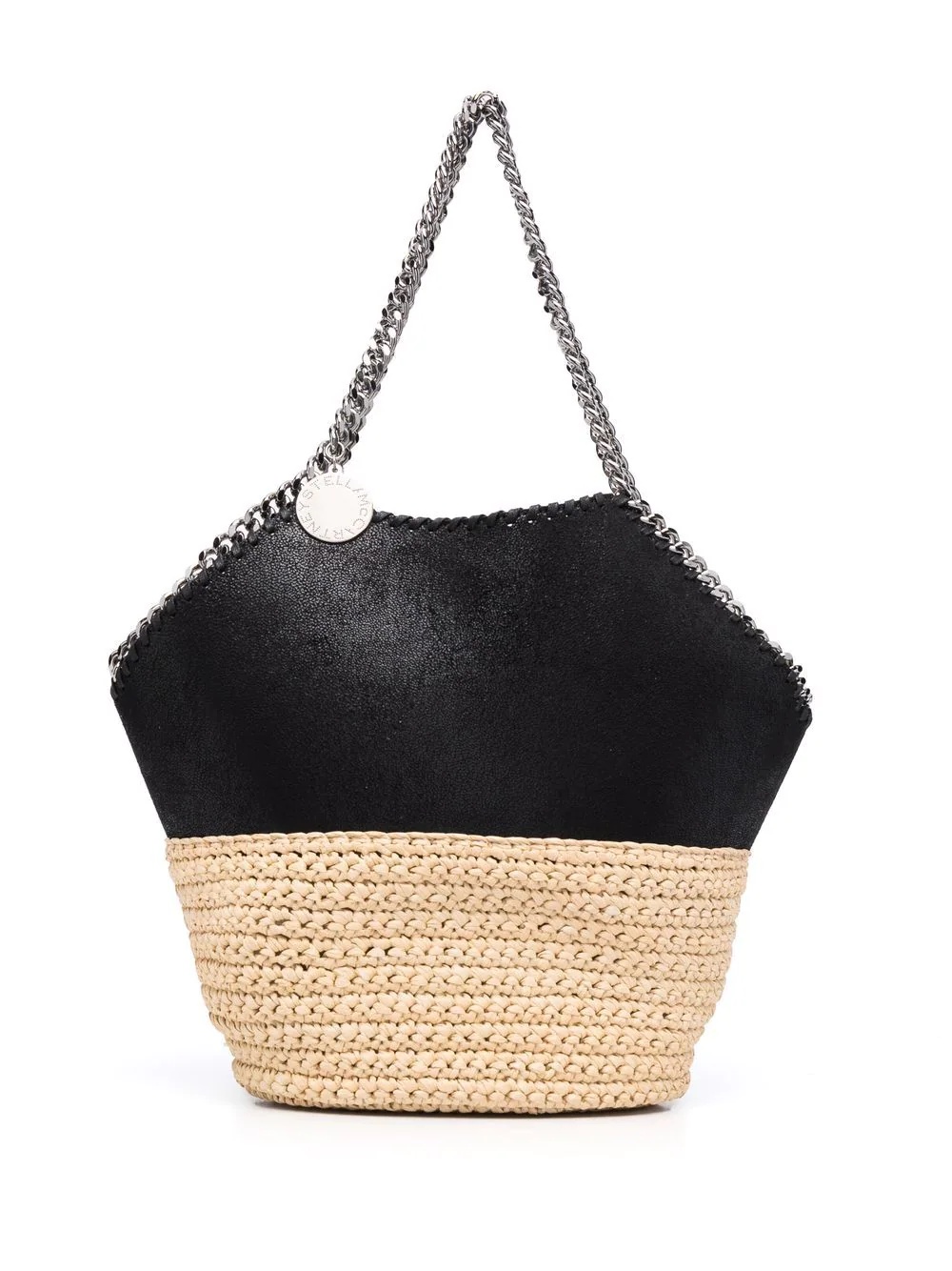 Falabella panelled straw shoulder bag - 1