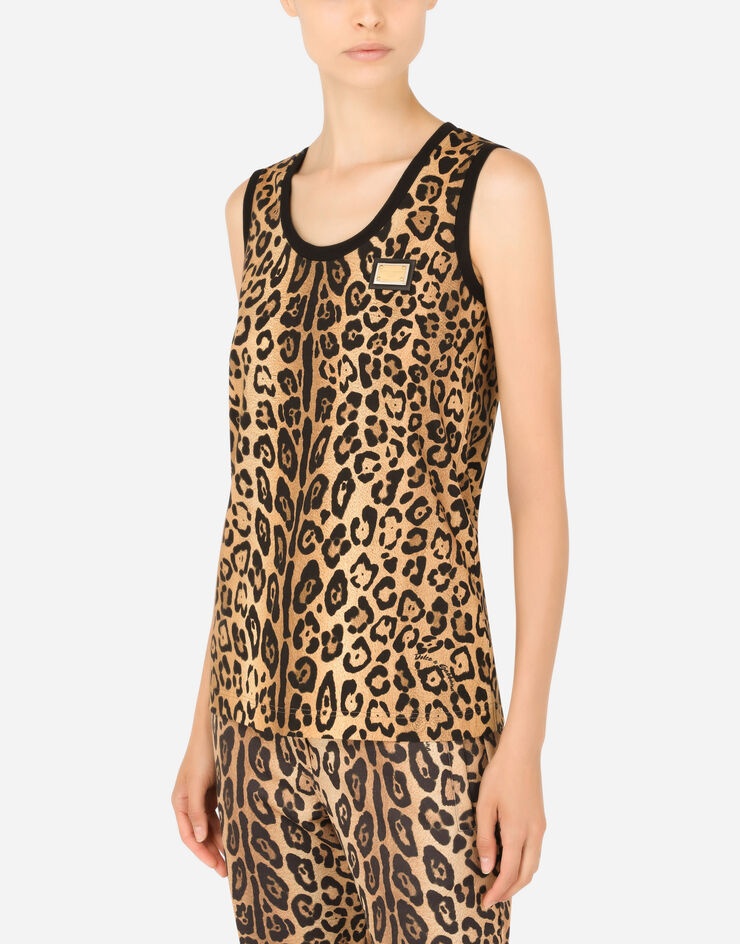 Leopard-print jersey tank top - 4