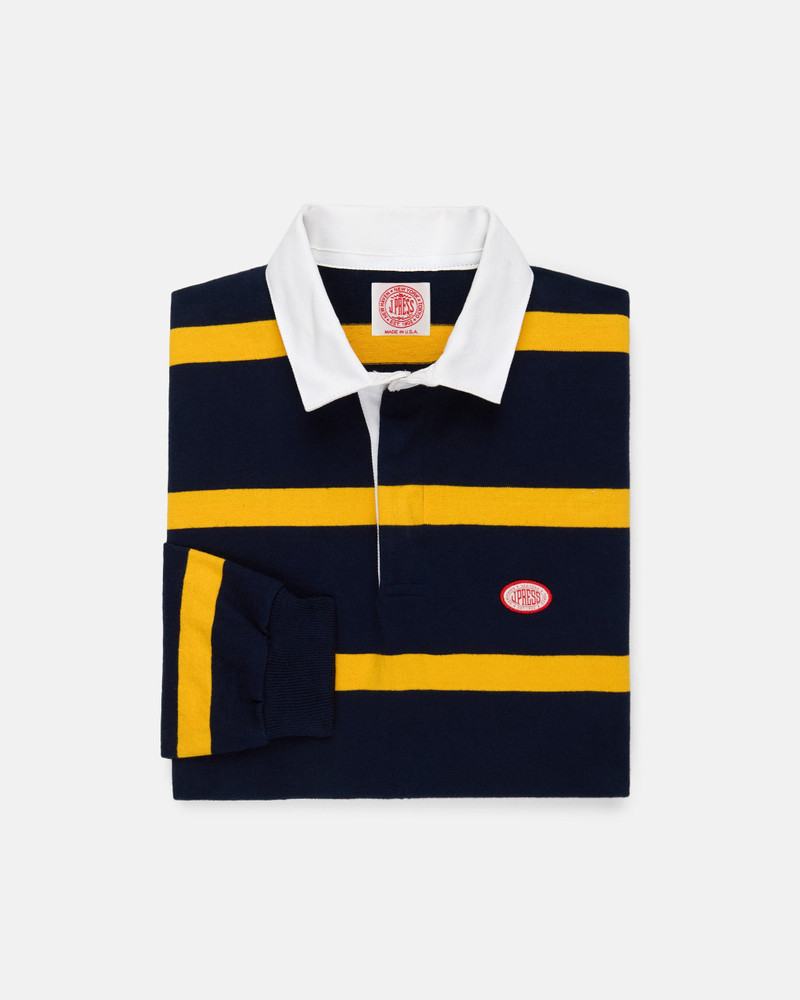 J. PRESS MADE-IN-USA YELLOW BAR STRIPE J. PRESS SEAL COTTON RUGBY outlook