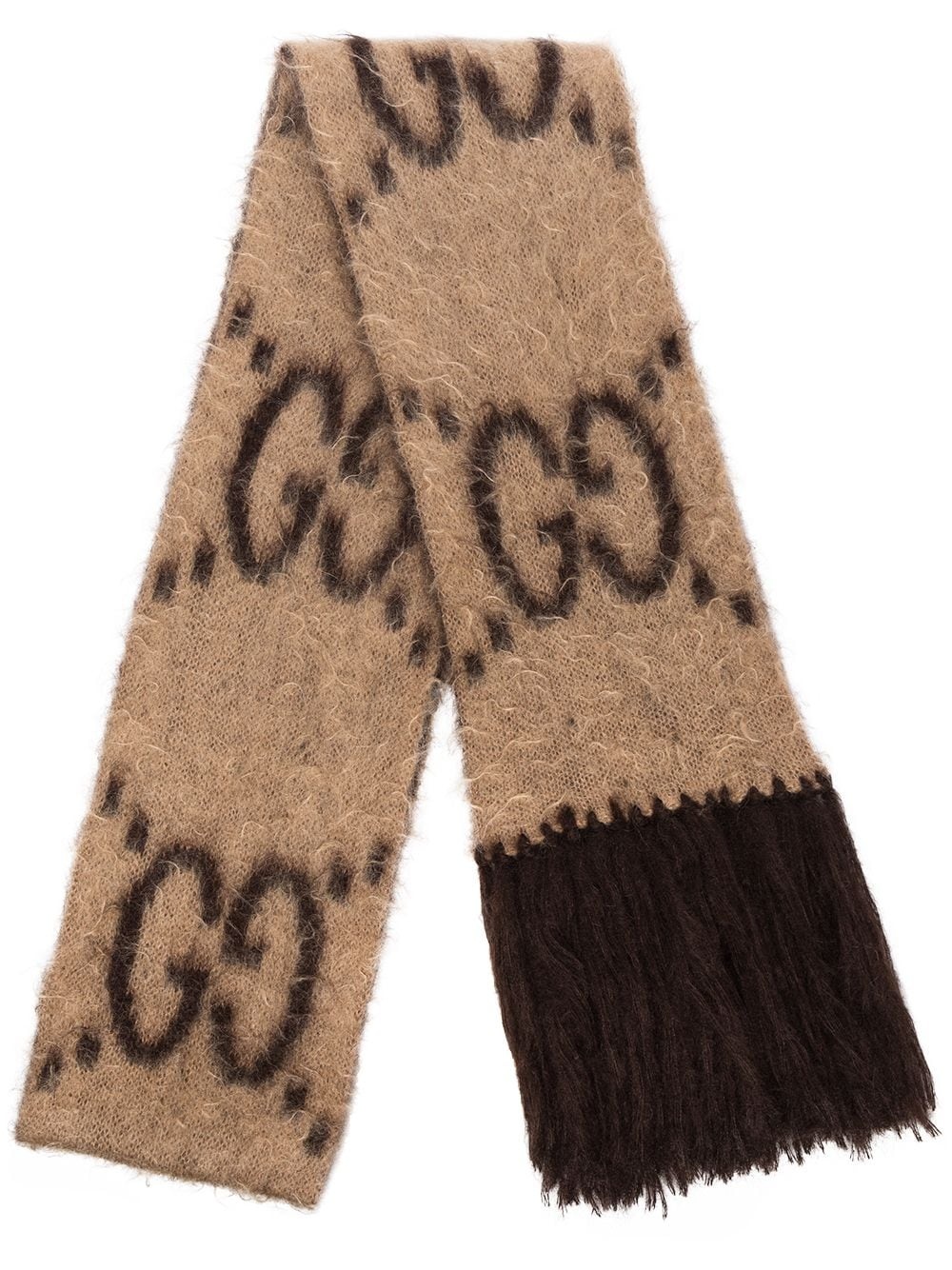 GG-pattern fringed scarf - 1