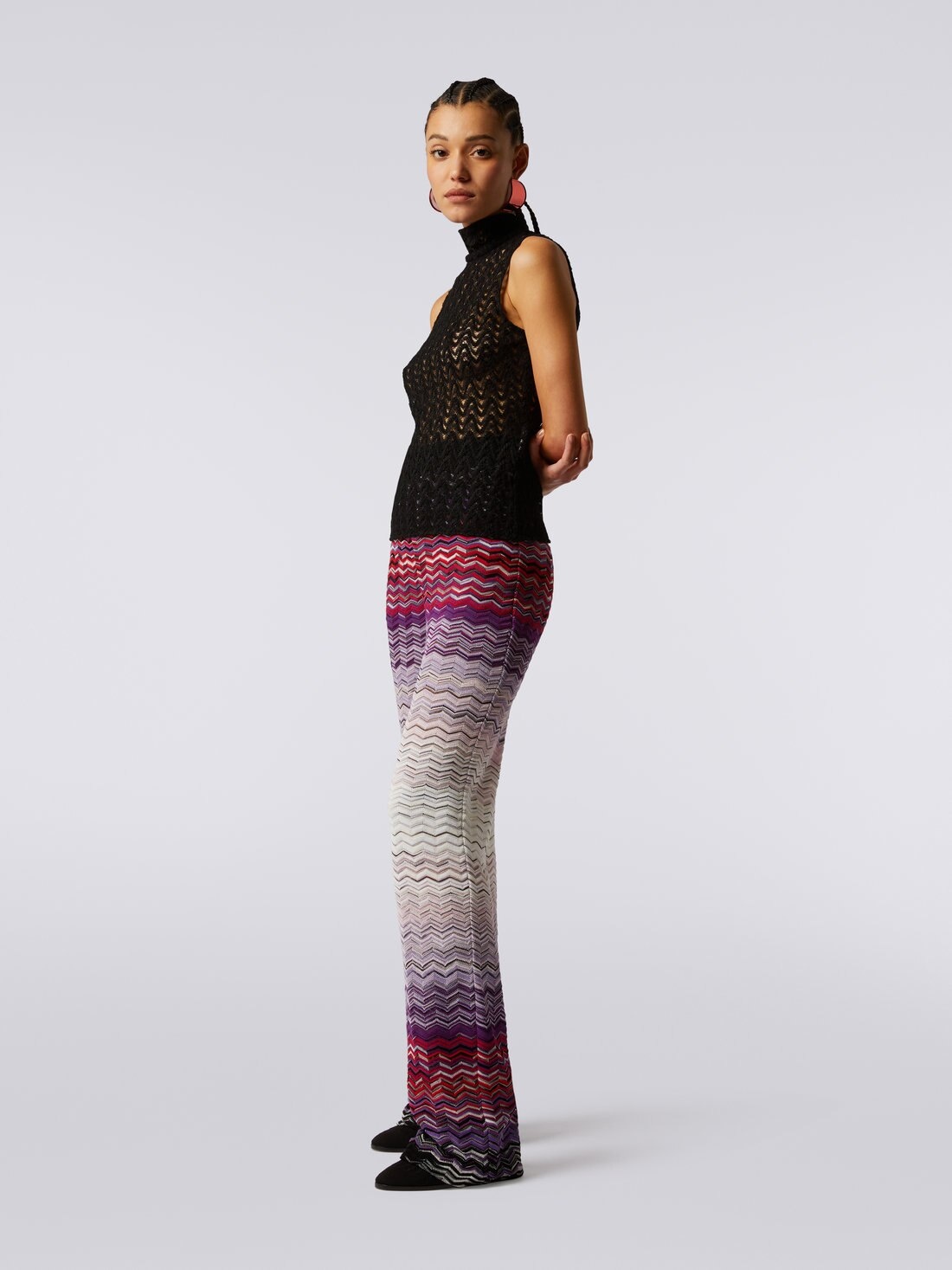 Raschel knit wool and viscose sleeveless top - 3