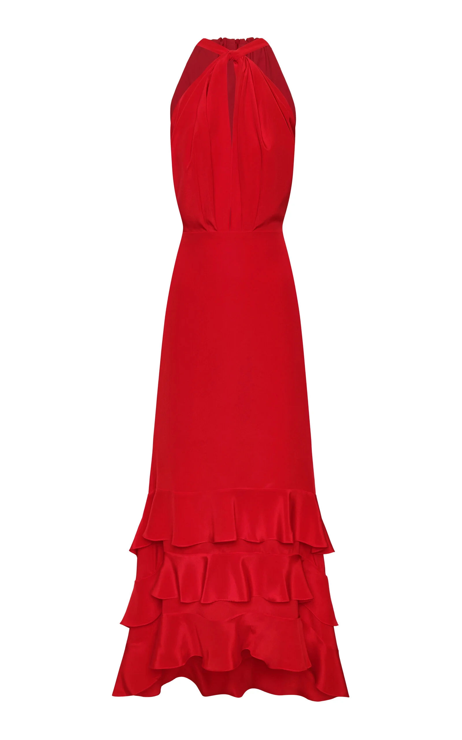 Vino de Palma Halter Silk Crepe De Chine Maxi Dress red - 1