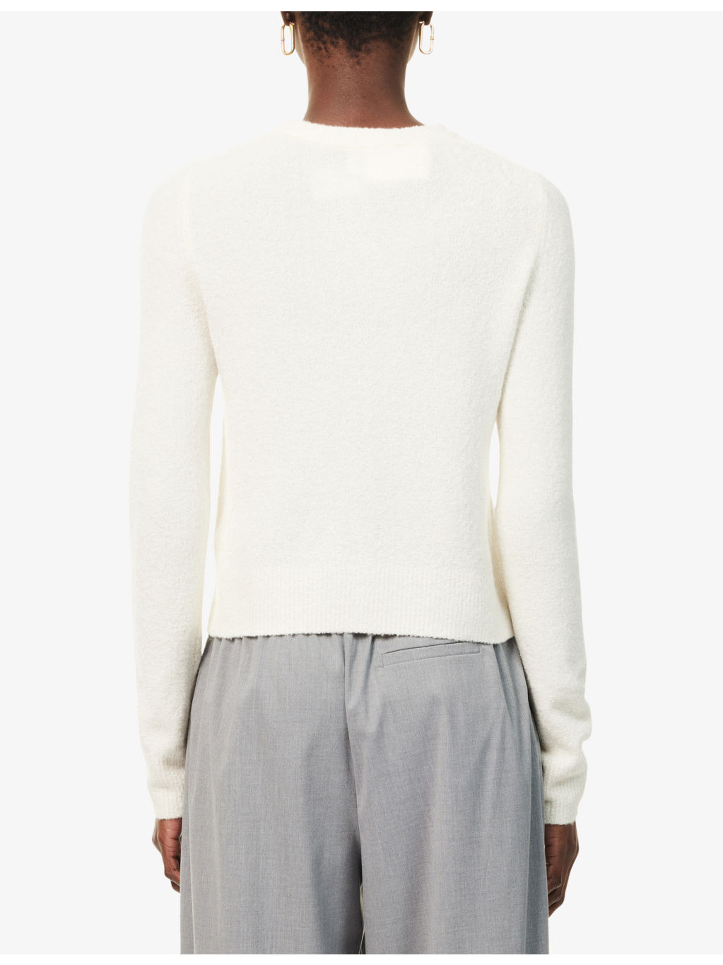 Boucle Round-Neck Stretch-Silk Blend Cardigan - 4