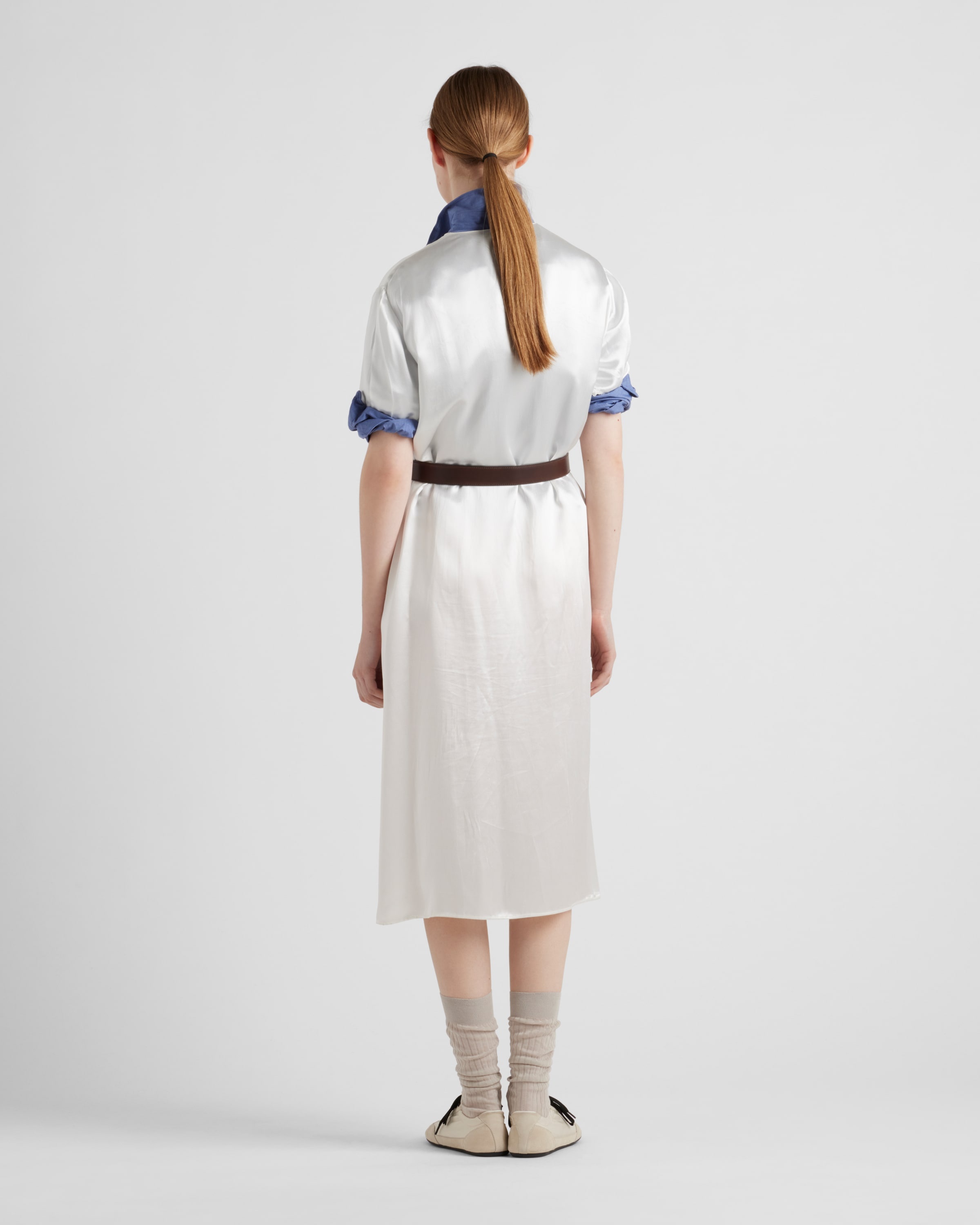 Embroidered satin midi-dress - 5