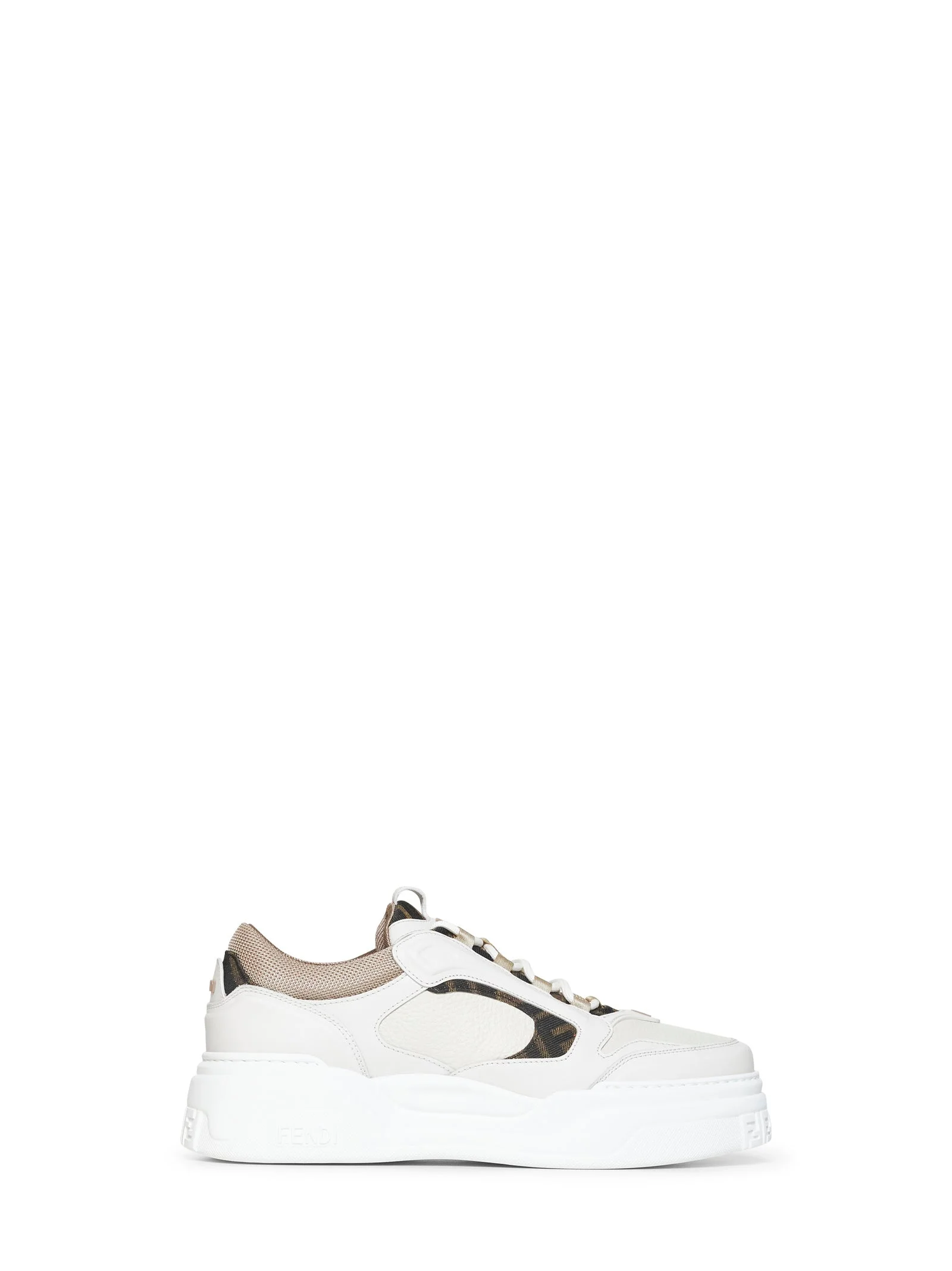 Fendi Men White Leather Fendi Force Sneakers - 1