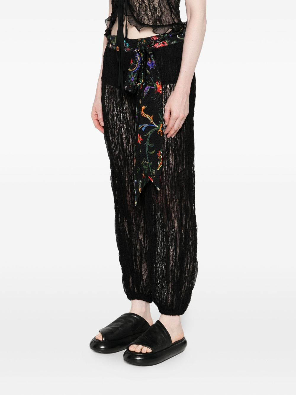 floral-print lace trousers - 3
