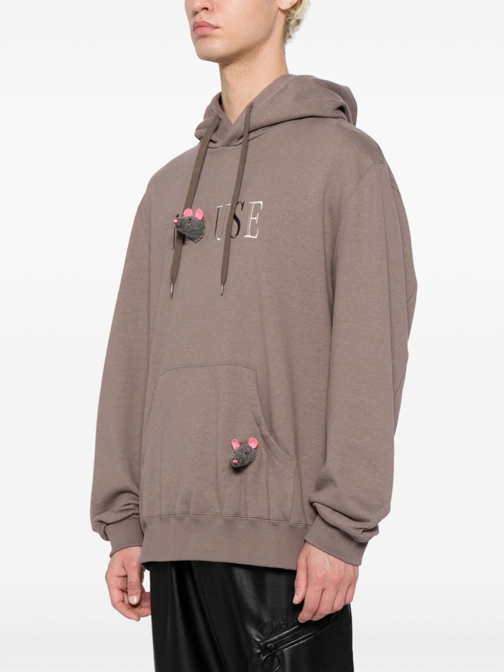 embroidered-motif cotton hoodie - 3