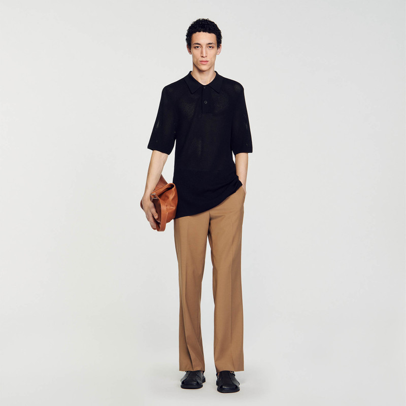 Sandro Openwork knit polo shirt outlook