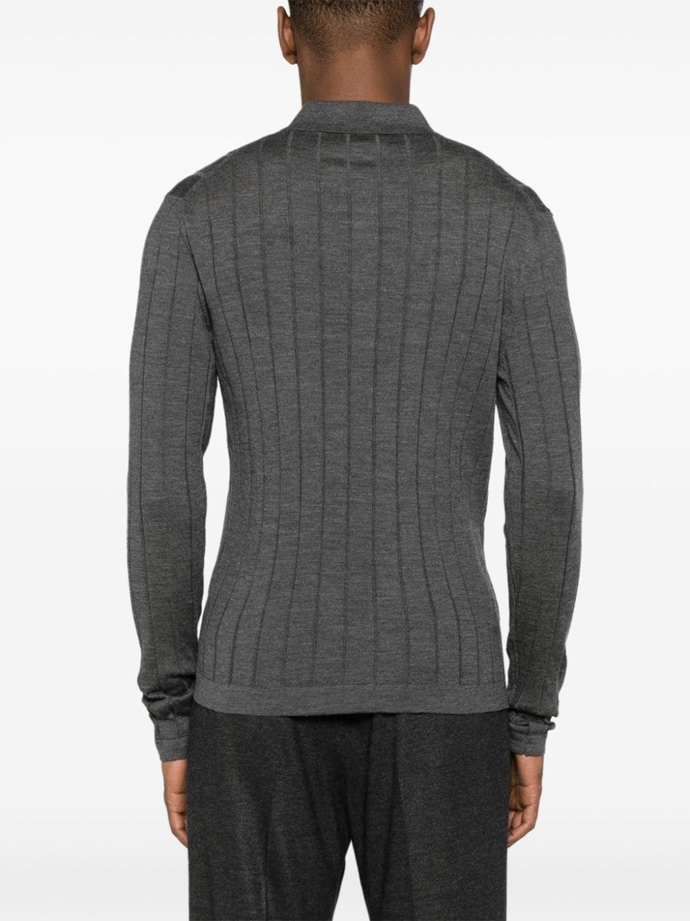 ribbed virgin wool polo shirt - 4