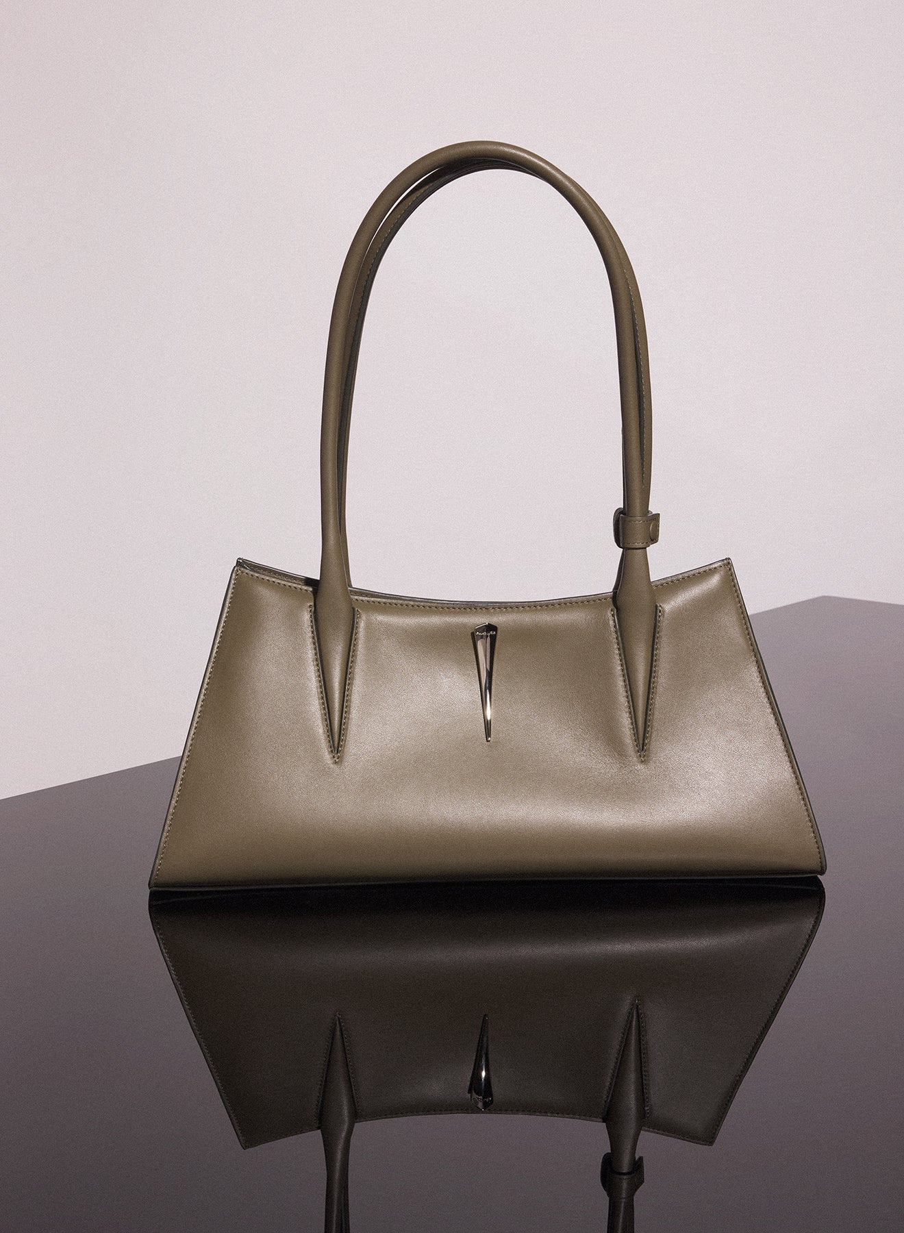 khaki smooth leather fang bag - 2