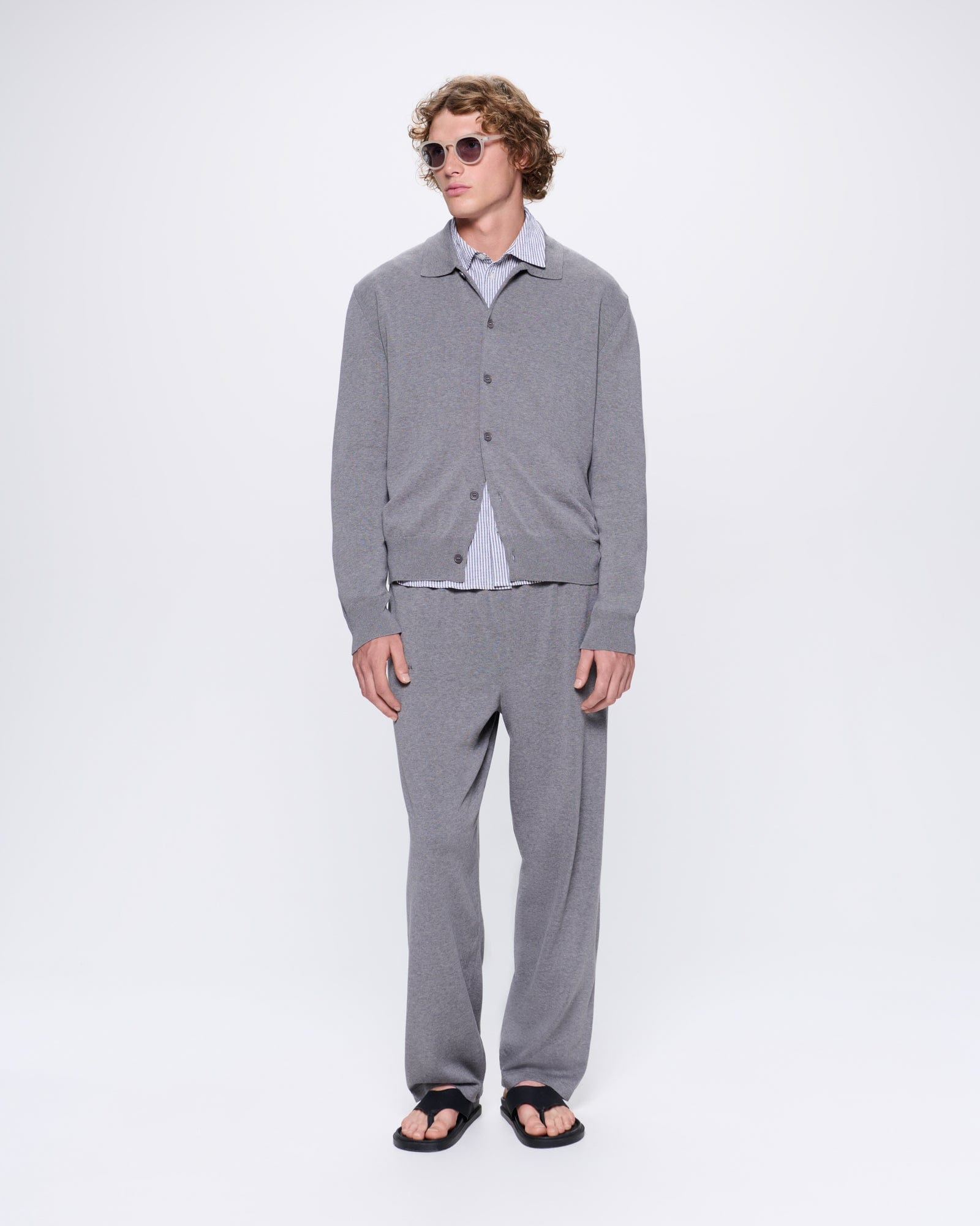Mens DNA Knitted Collared Shirt - Grey Marl - 3