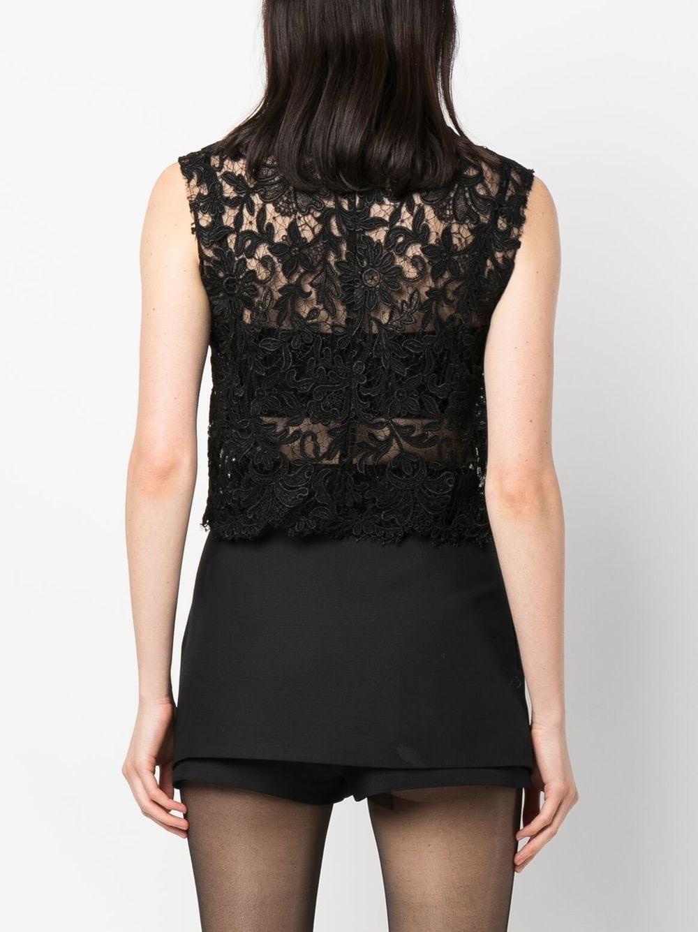 floral lace-detail blouse - 4