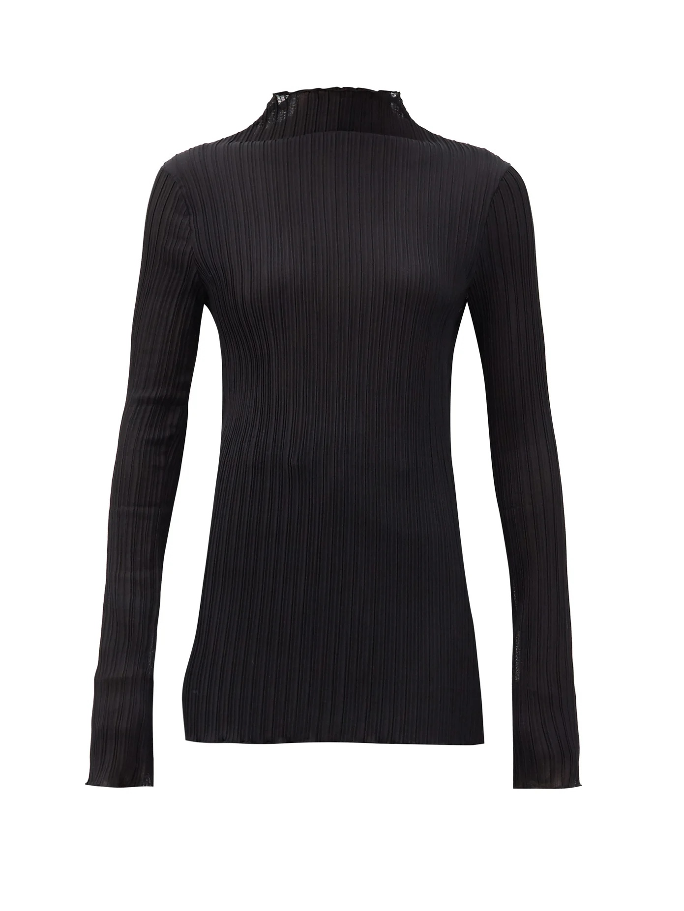 Funnel-neck plissé-jersey top - 1