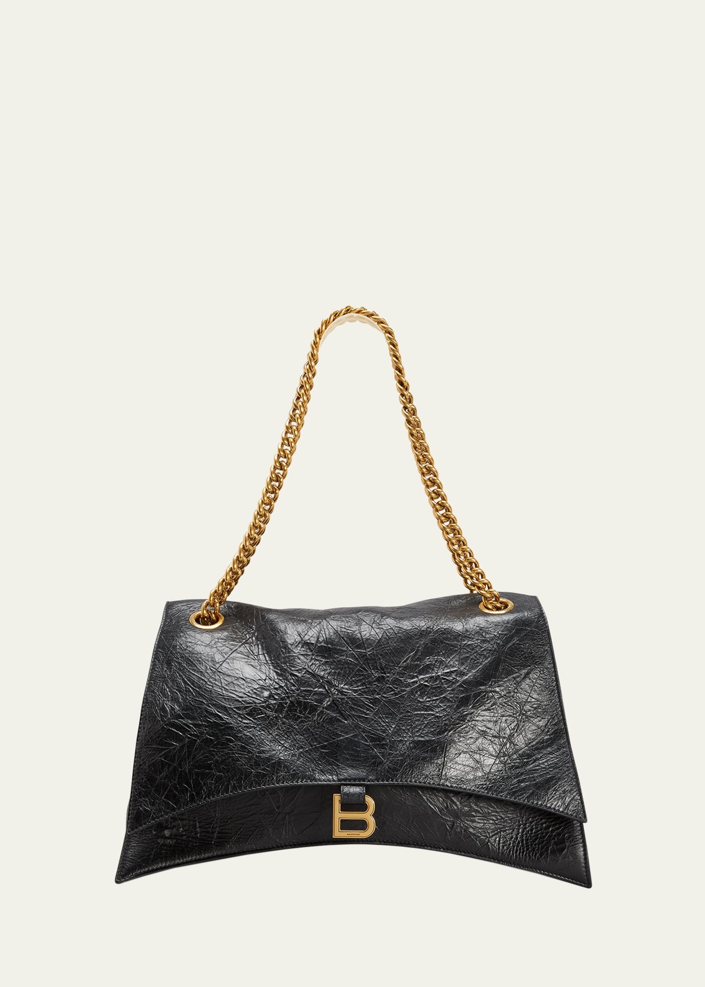 Crush Large Crinkled Leather Chain Shoulder Bag - 1