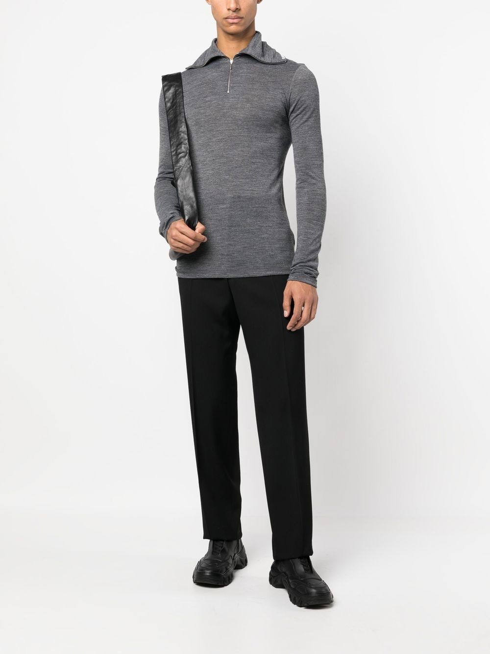 logo-print mélange-effect sweatshirt - 2