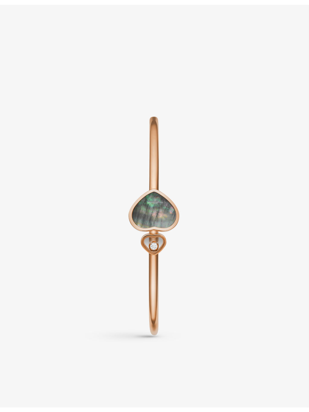 Happy Hearts 18ct rose-gold, 0.05ct diamond and mother-of-pearl bangle bracelet - 2