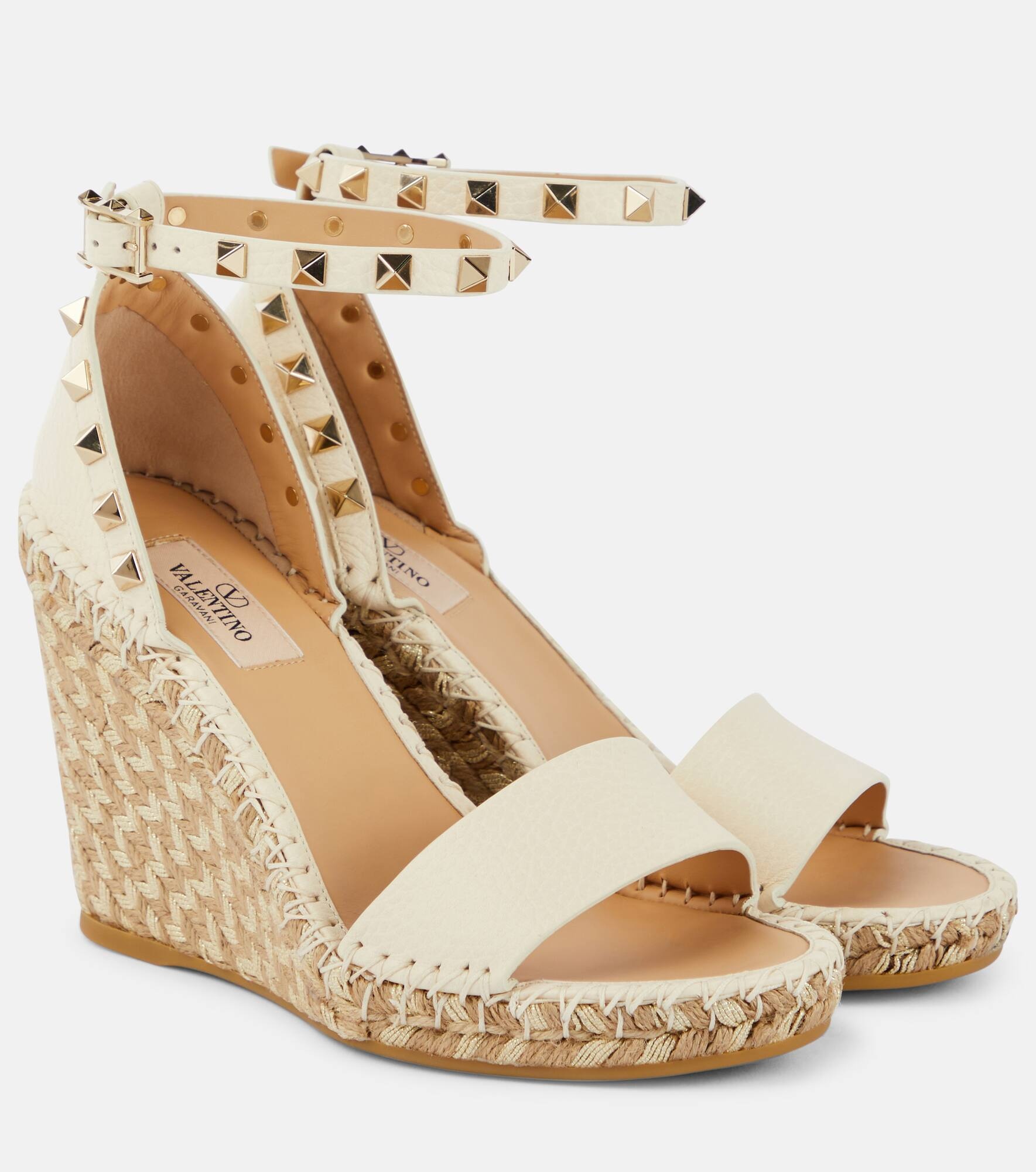 Rockstud 105 leather espadrille wedges - 1