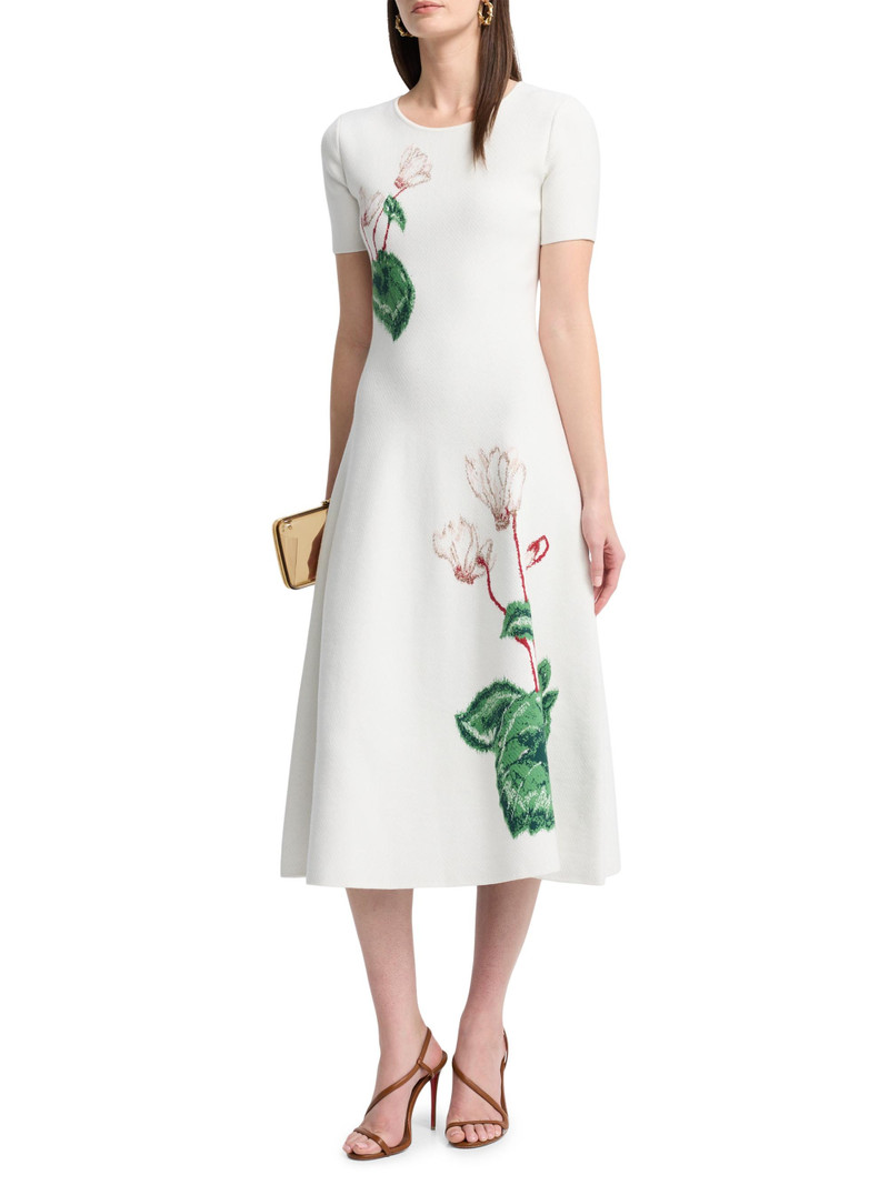 Women's Cyclamen Short-Sleeve Fit & Flare Dress - Ivory 3