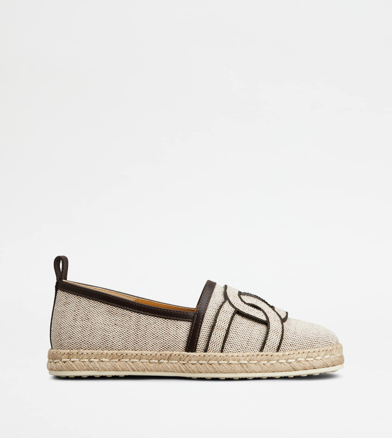 KATE SLIP-ONS IN CANVAS AND LEATHER - BROWN 1