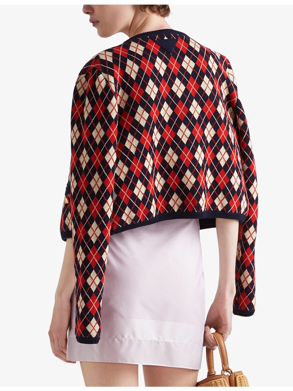 Argyle intarsia-pattern long-sleeve cotton cardigan - 4