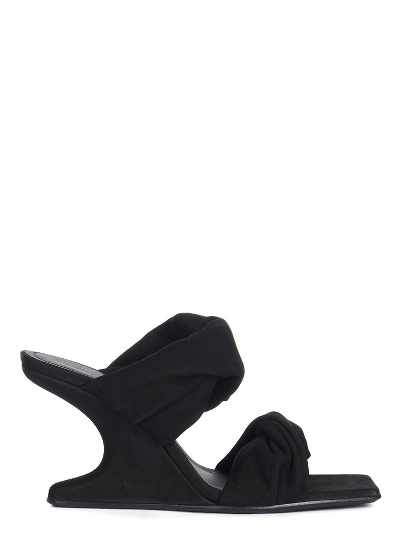 Twisted Cantilever suede wedge mules Black 1