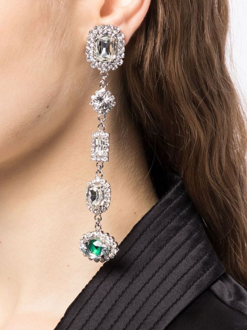 crystal-embellished drop earrings - 2