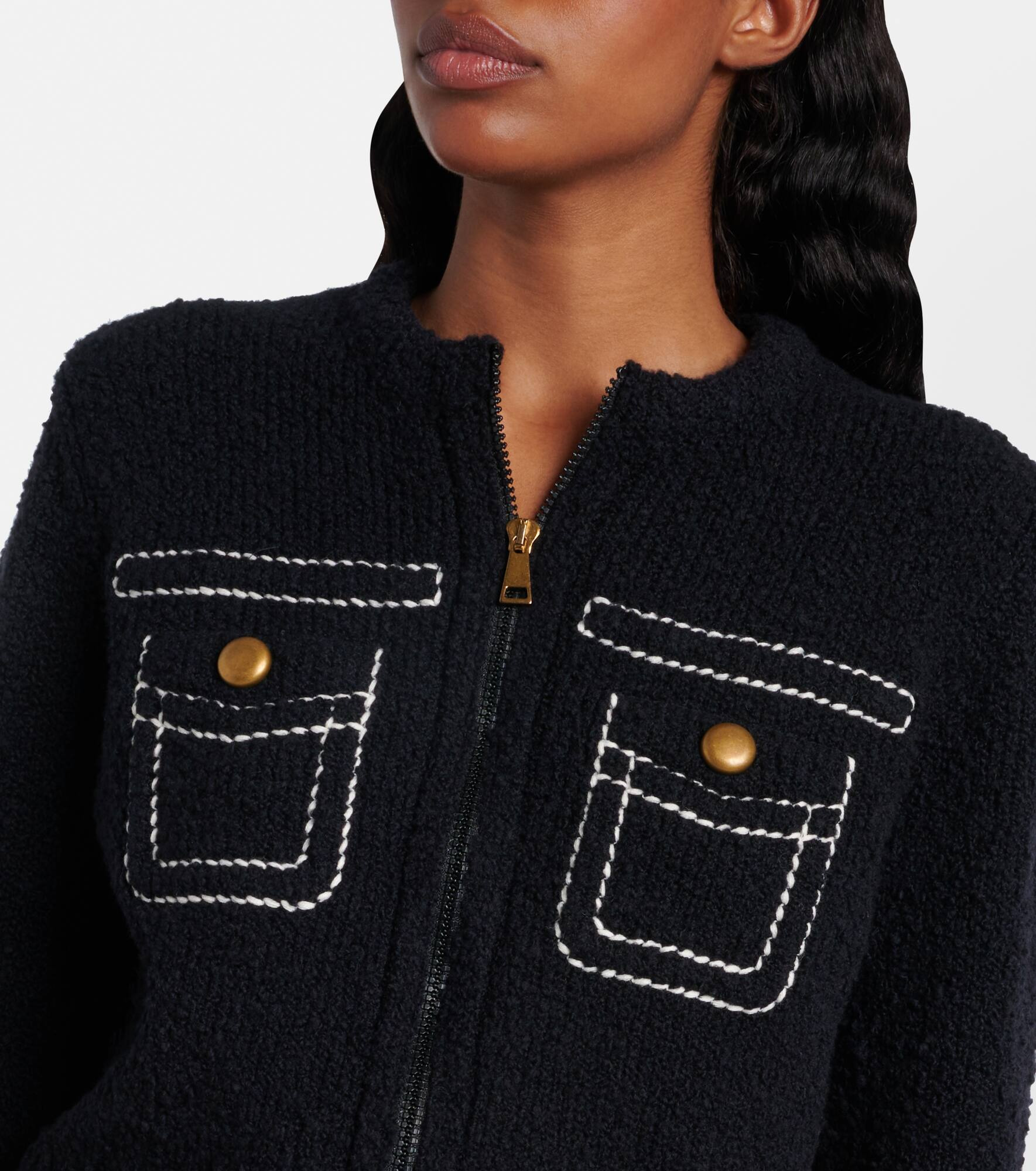 Wool-blend bouclé down jacket - 4