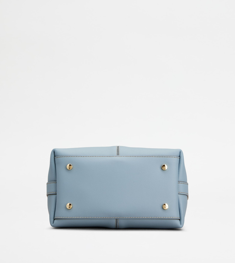 TOTE SHOPPING BAG IN LEATHER MINI - LIGHT BLUE 3