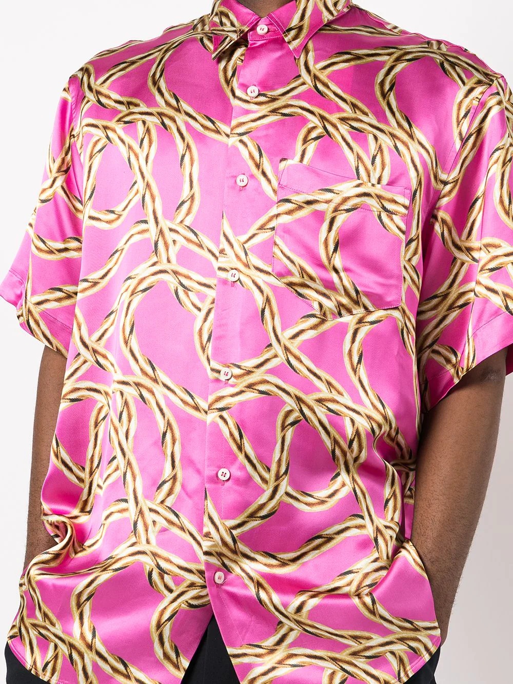 chain-print short-sleeve shirt - 6