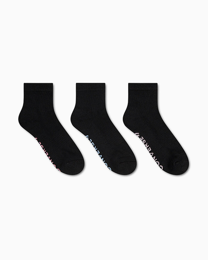 Converse 3-Pack Wordmark Quarter Socks outlook
