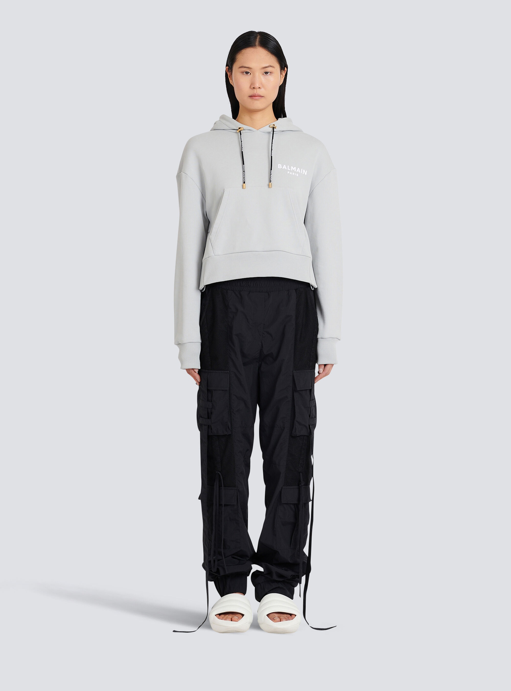Eco-designed cotton sweatshirt with flocked Balmain logo - 3