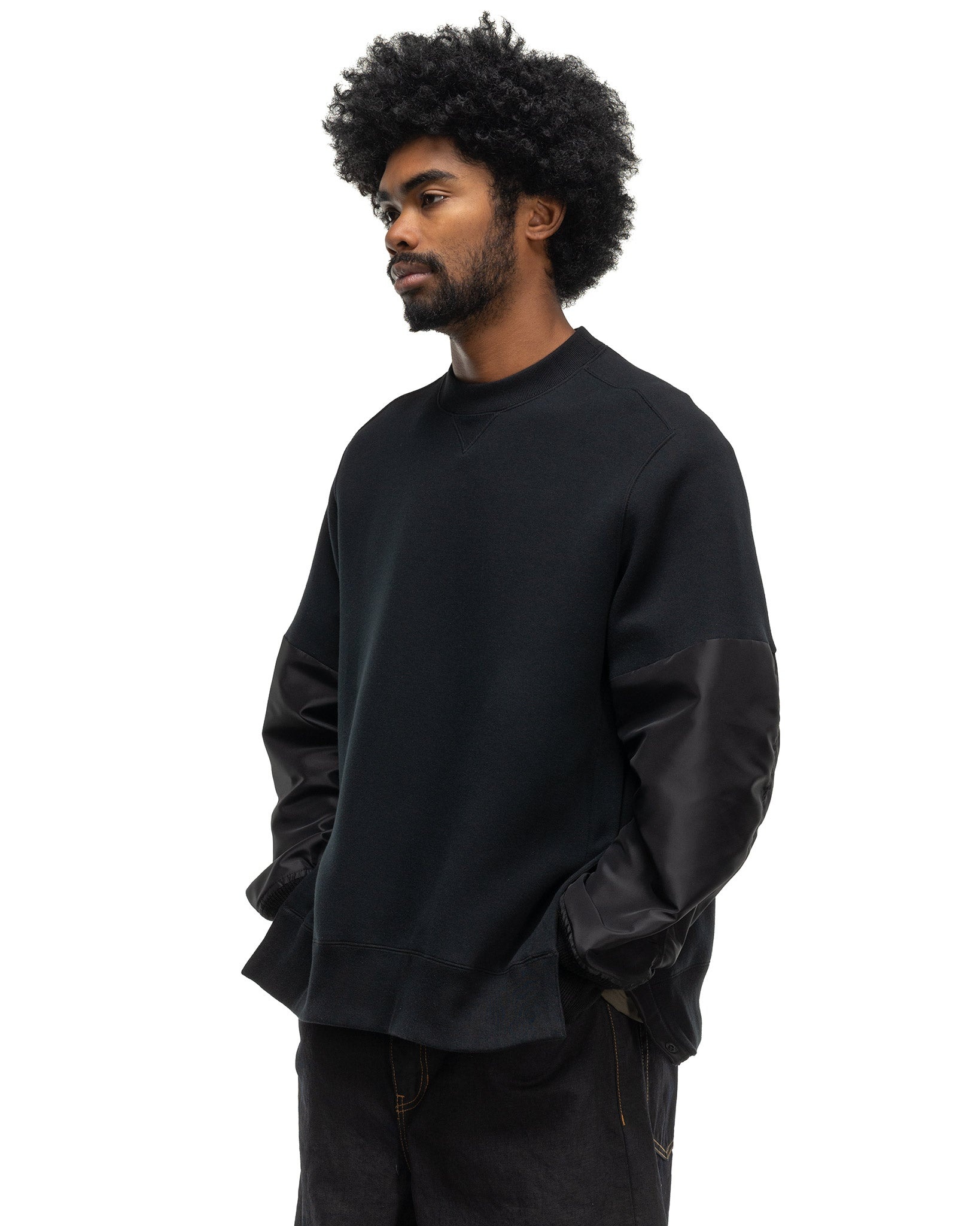 Nylon Twill x Sponge Sweat Pullover Black - 4