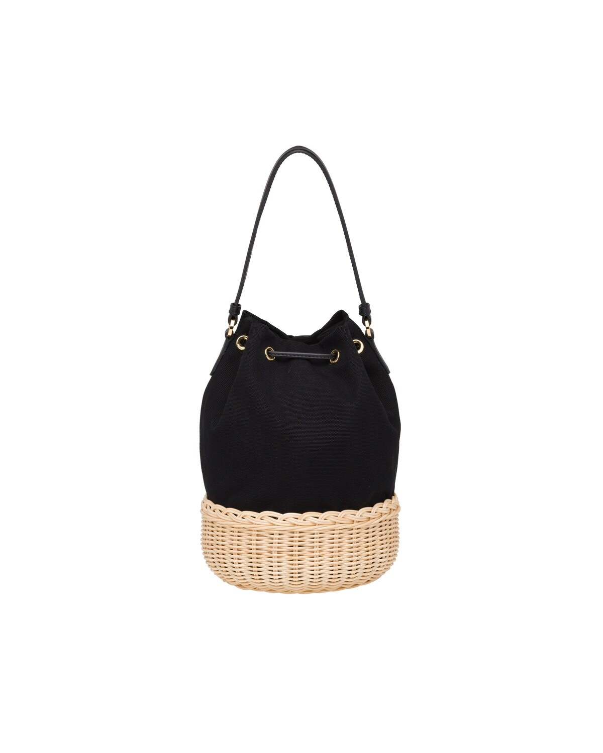 Wicker and canvas shoulder bag - 4