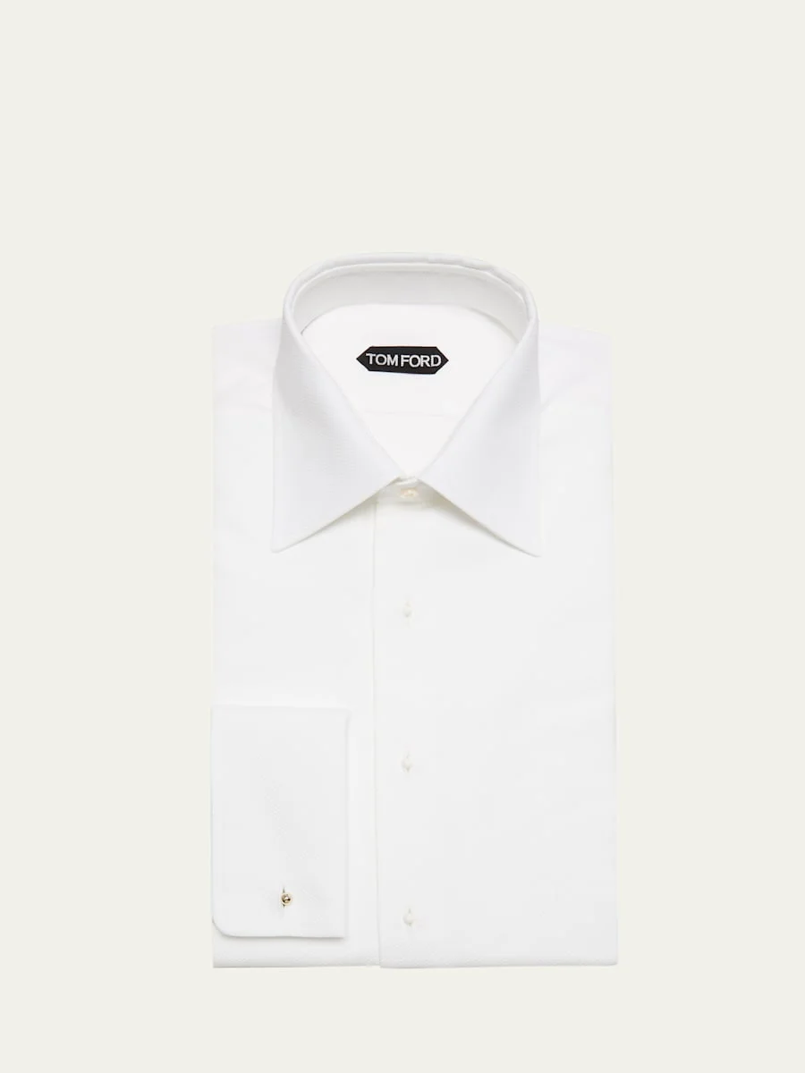 Men's French Cuff Pique Dress Shirt - 1