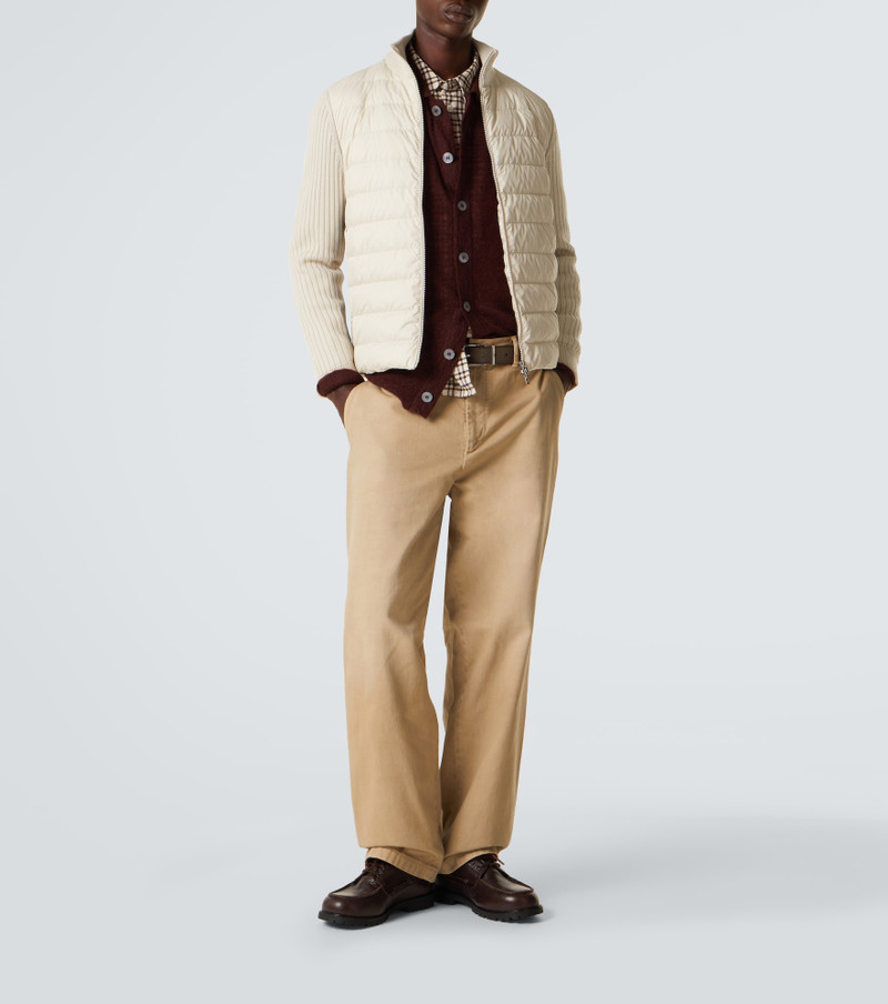 Moncler Down-paneled wool-trimmed zip-up cardigan outlook