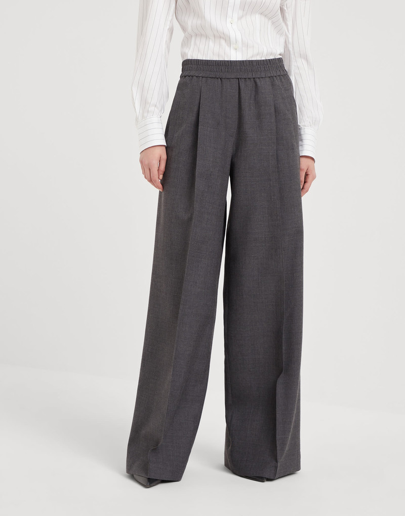 Virgin wool organza loose track trousers 1