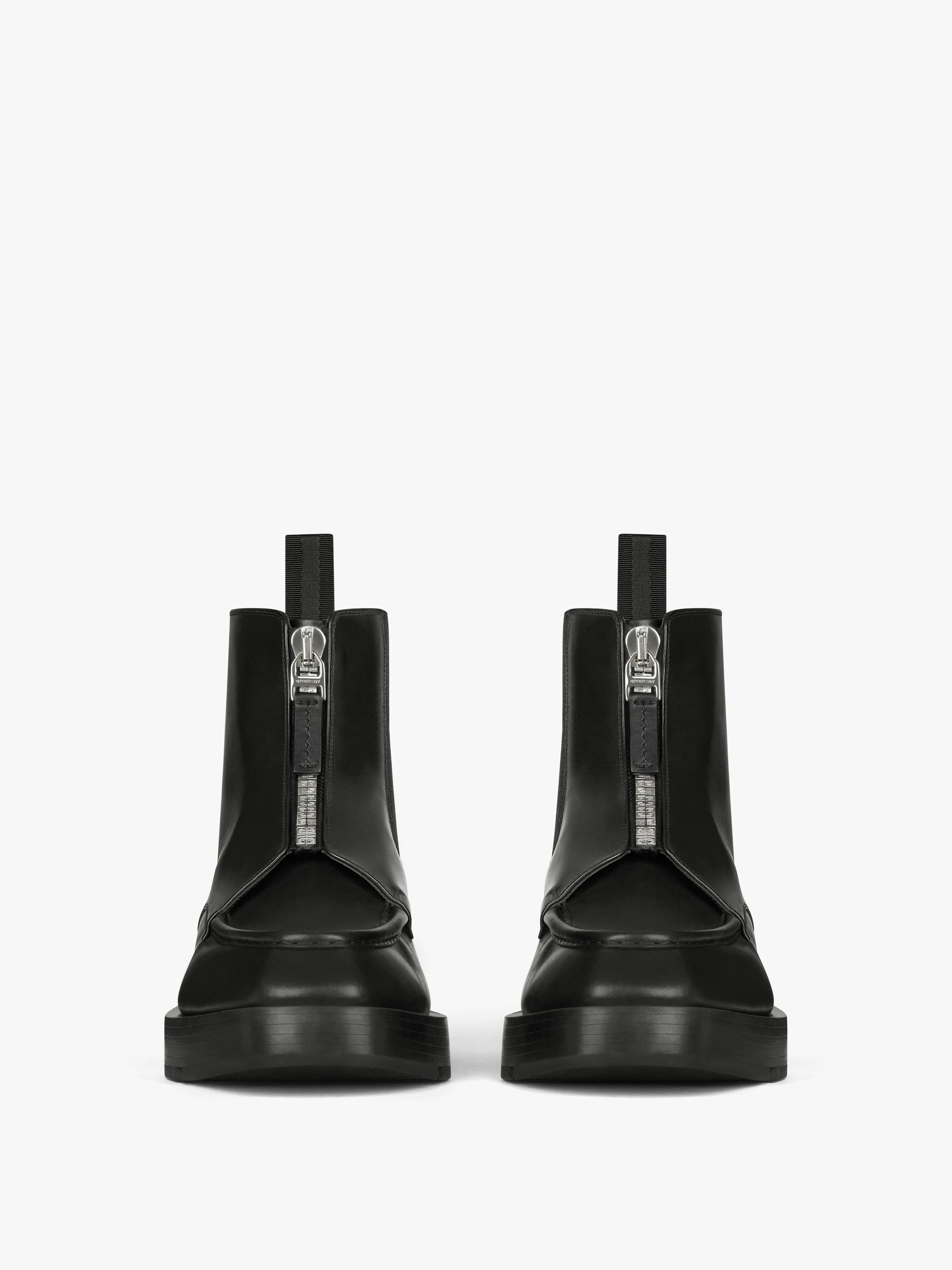 SQUARED ANKLE BOOTS IN BOX LEATHER - 2