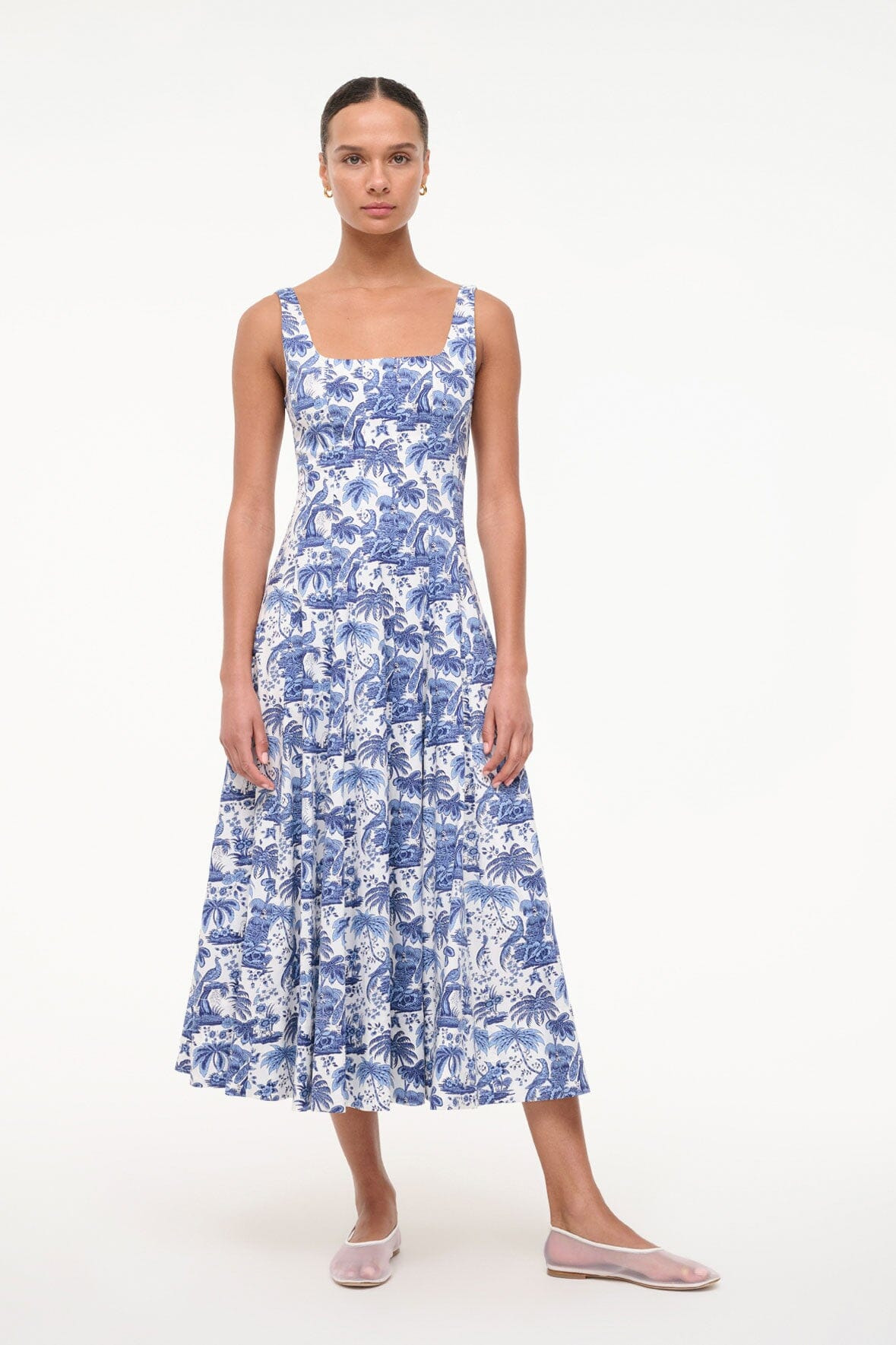 STAUD WELLS DRESS | CHINA BLUE TOILE - 6