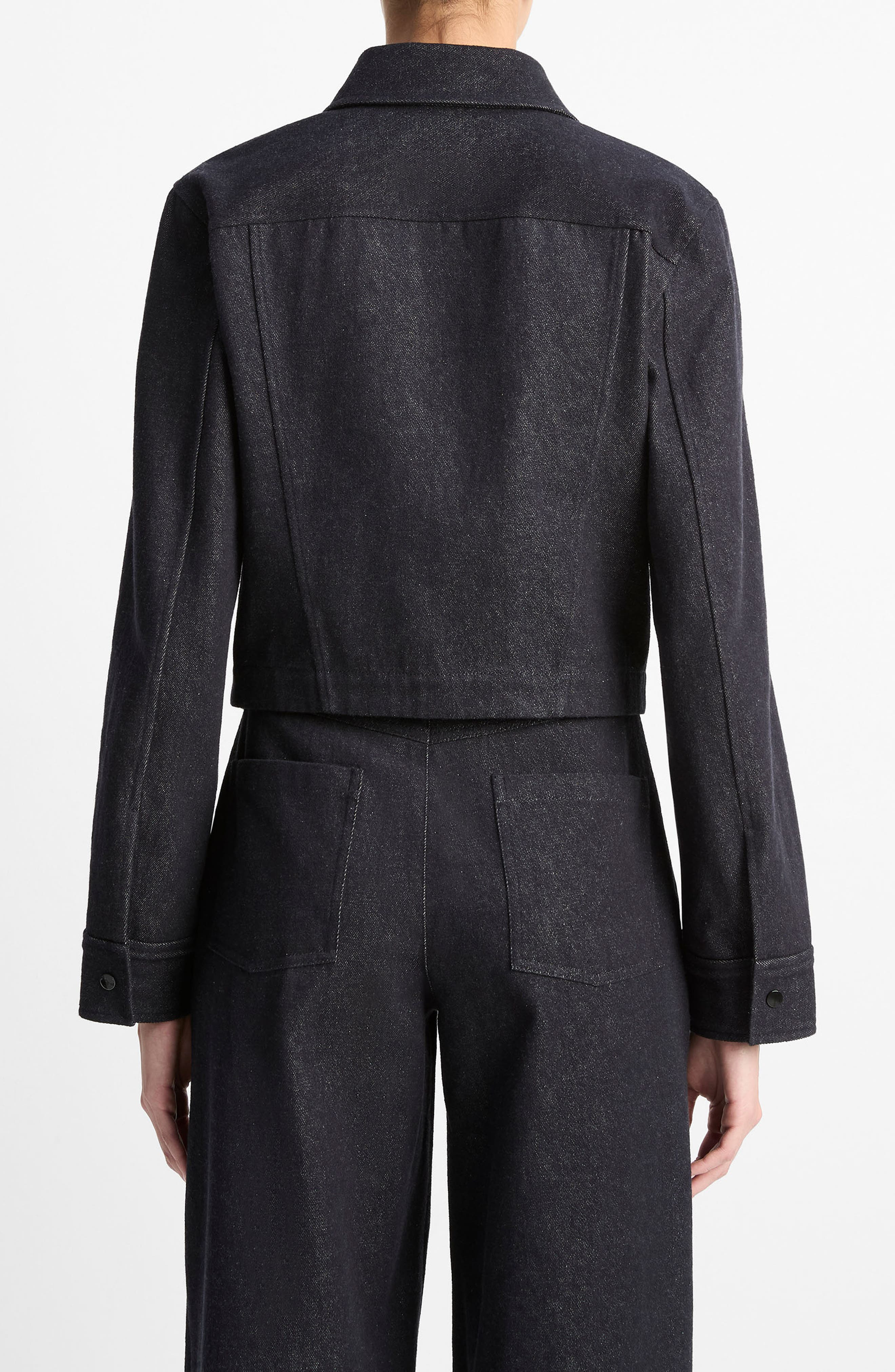 Vince Crop Slim Fit Denim Shirt Jacket in Deep Indigo at Nordstrom - 2