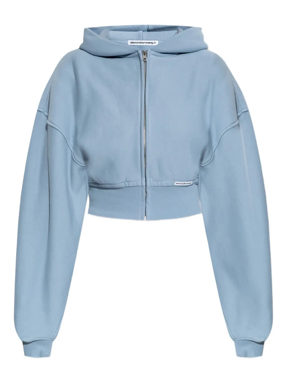 T BY ALEXANDER WANG - Women Branded Seam Label Cropped Zip Up Hoodie - 1
