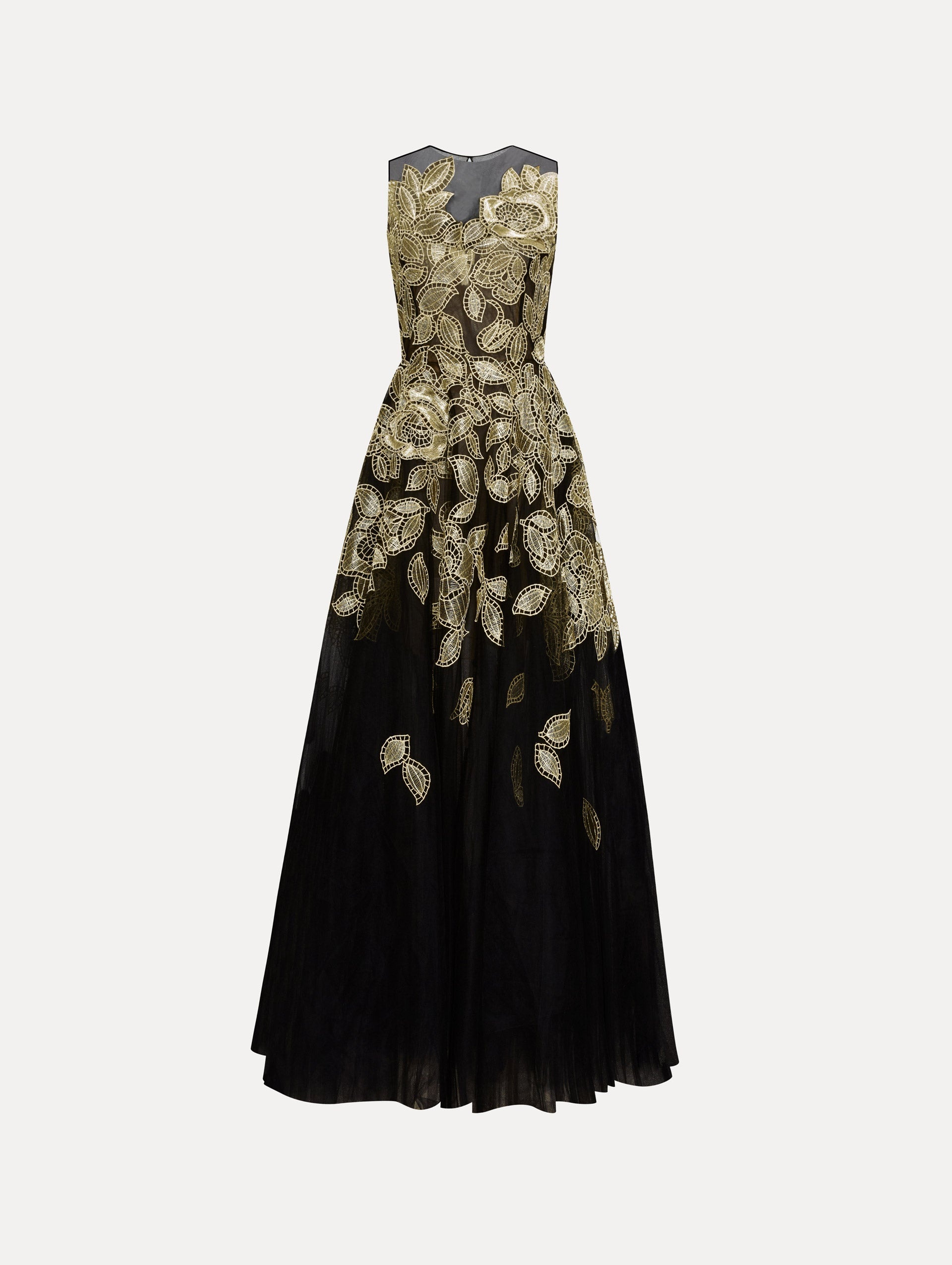 GOLD FOIL ROSE APPLIQUÉ GOWN - 1