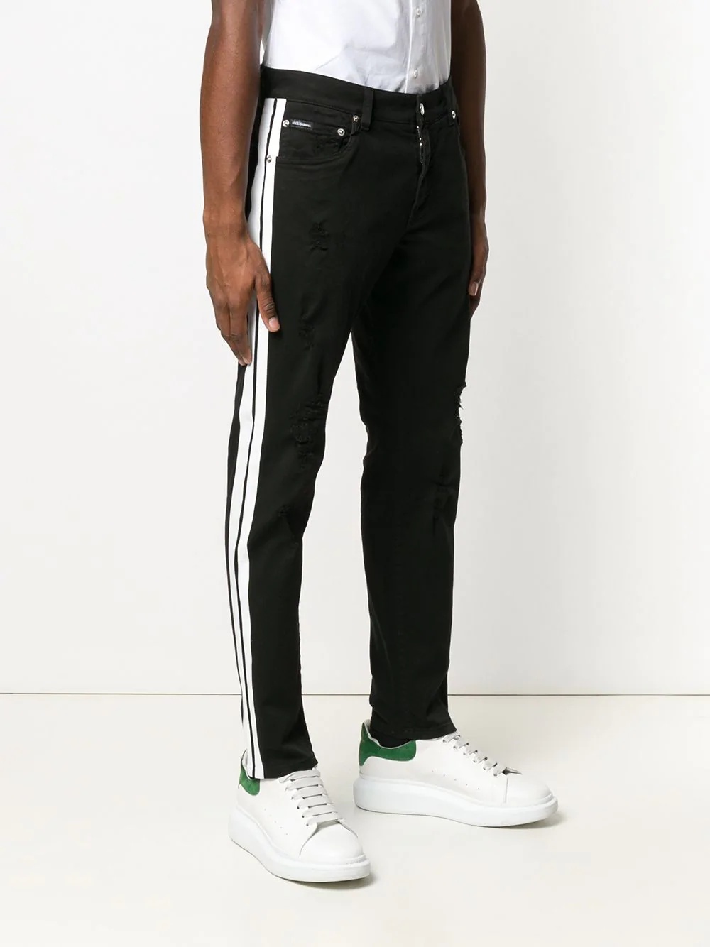 contrasting side stripes jeans - 3