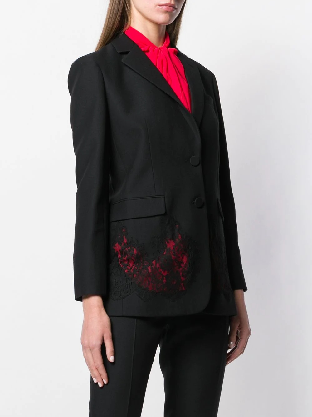 lace panel blazer - 3