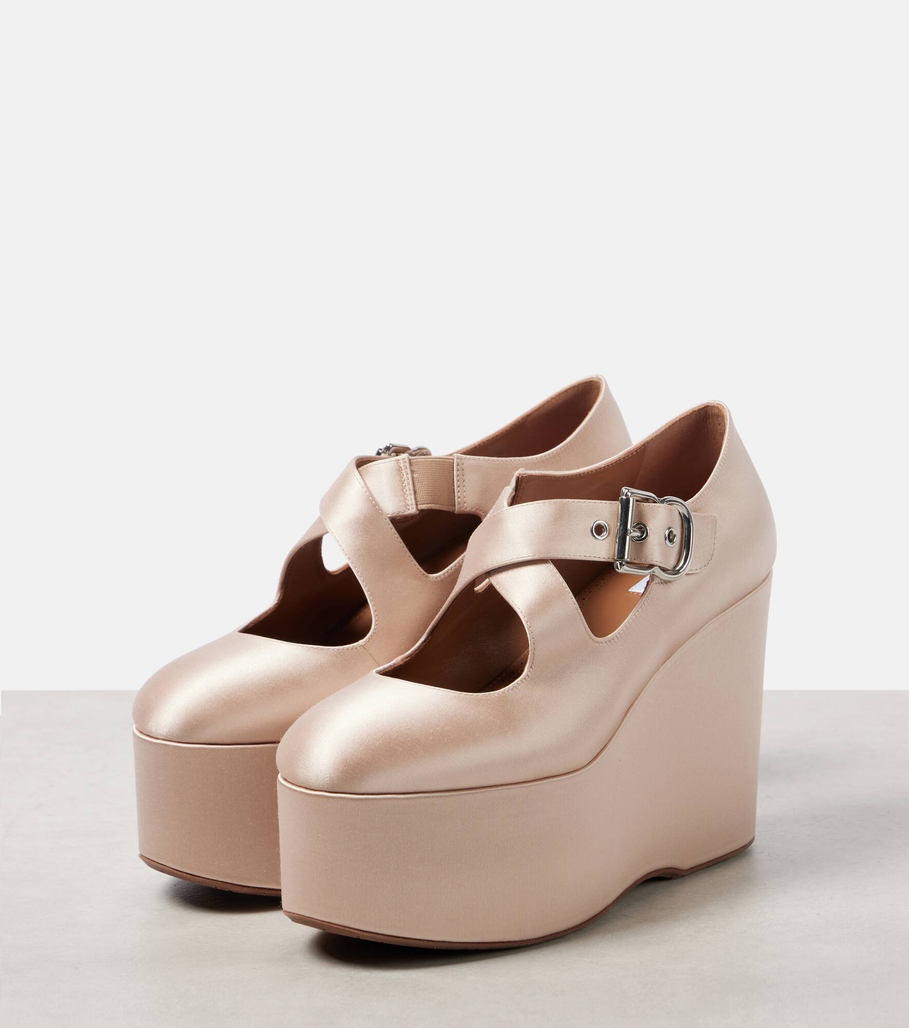 110 satin platform wedges - 4
