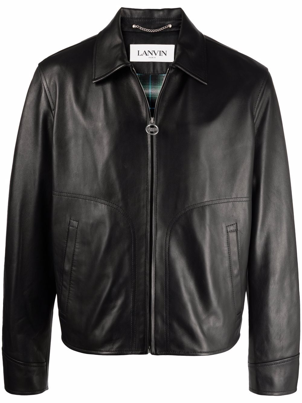 lambskin zip-up jacket - 1