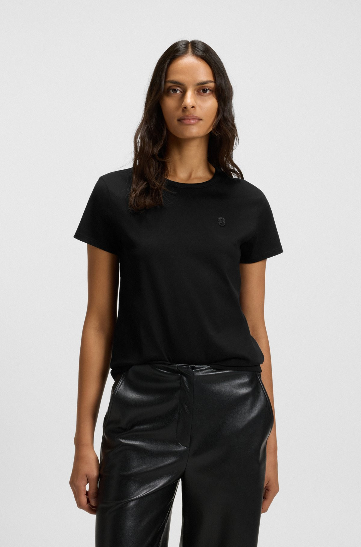SLIM-FIT MERCERIZED-COTTON T-SHIRT WITH DOUBLE B MONOGRAM - 2