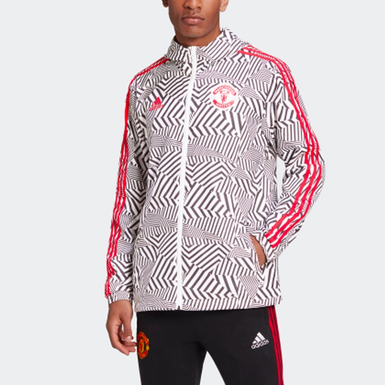 adidas Manchester United Soccer/Football Sports Hooded Jacket White FR3843 - 3