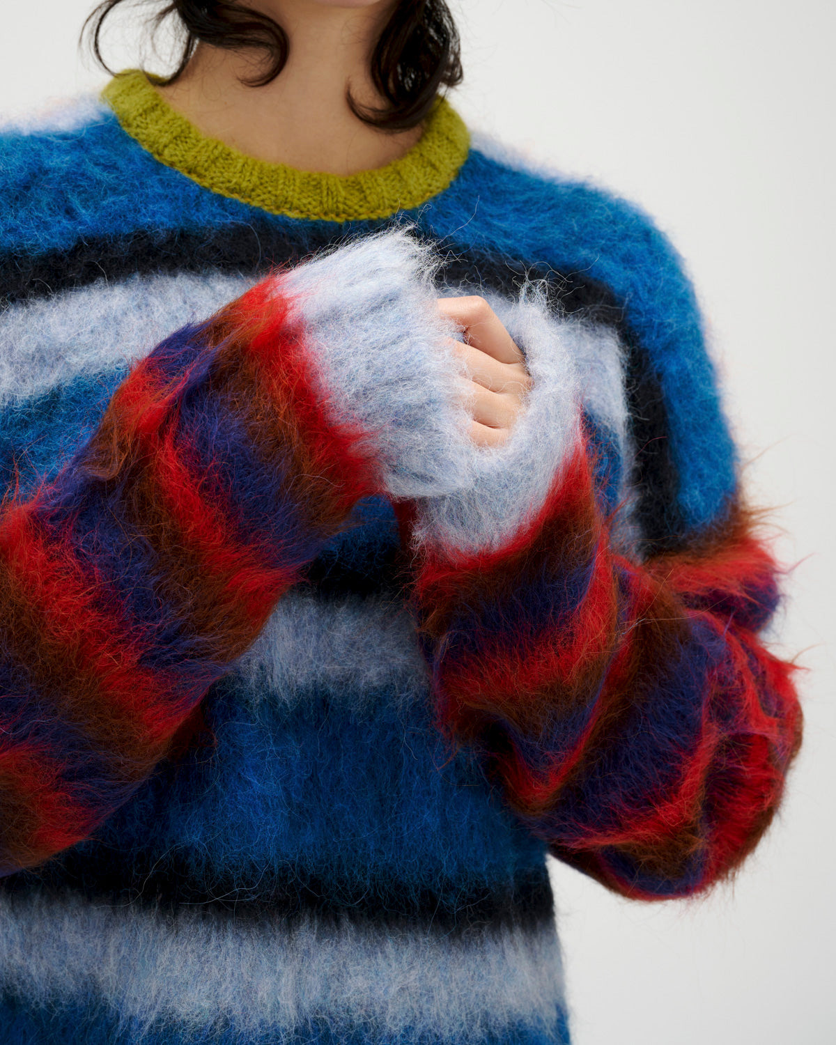 Blurry Lines Alpaca Crewneck Sweater - Multi - 7
